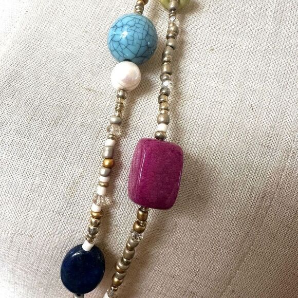 Chico’s double strand gold tone long beaded necklace NWT - Picture 9 of 10